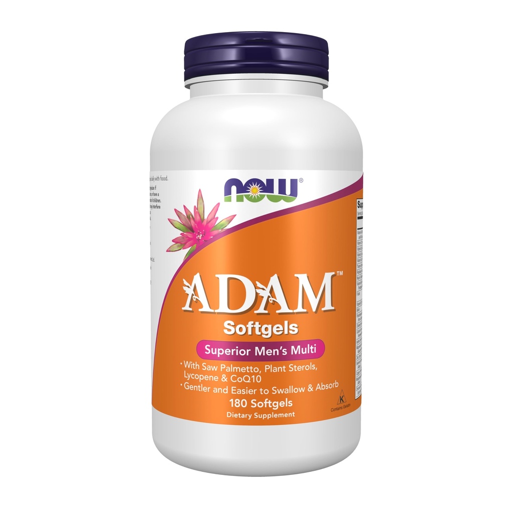 עכשיו תוספי מזון, ADAMTM Men's Multivitamin עם Saw Palmetto, Plant Sterols, Lycopene & CoQ10, 180 Softgels