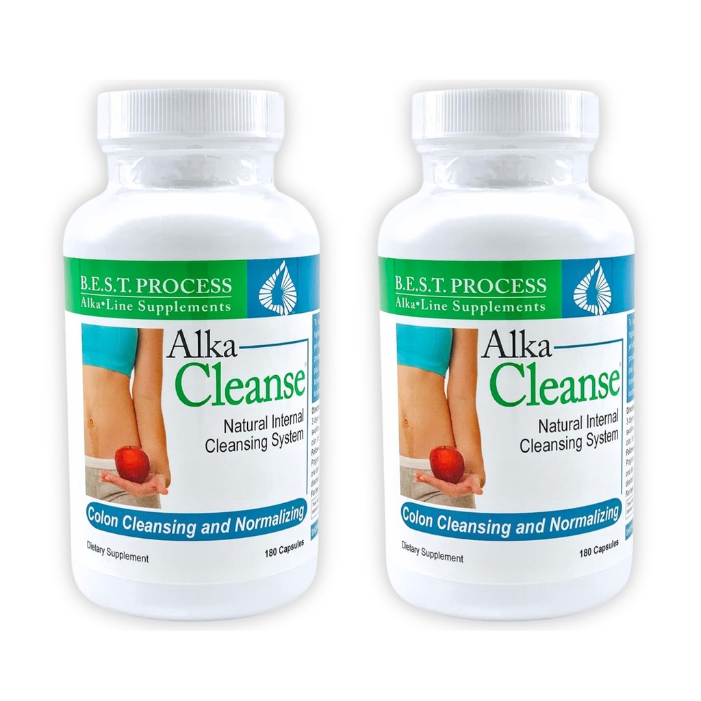 AlkaCleanse Best Process Alkaline - Herbal Detox הקולקציה & Digestive Distress Formula - Psyllium Husk, Probiotics, Enzymes & Herbs (2)