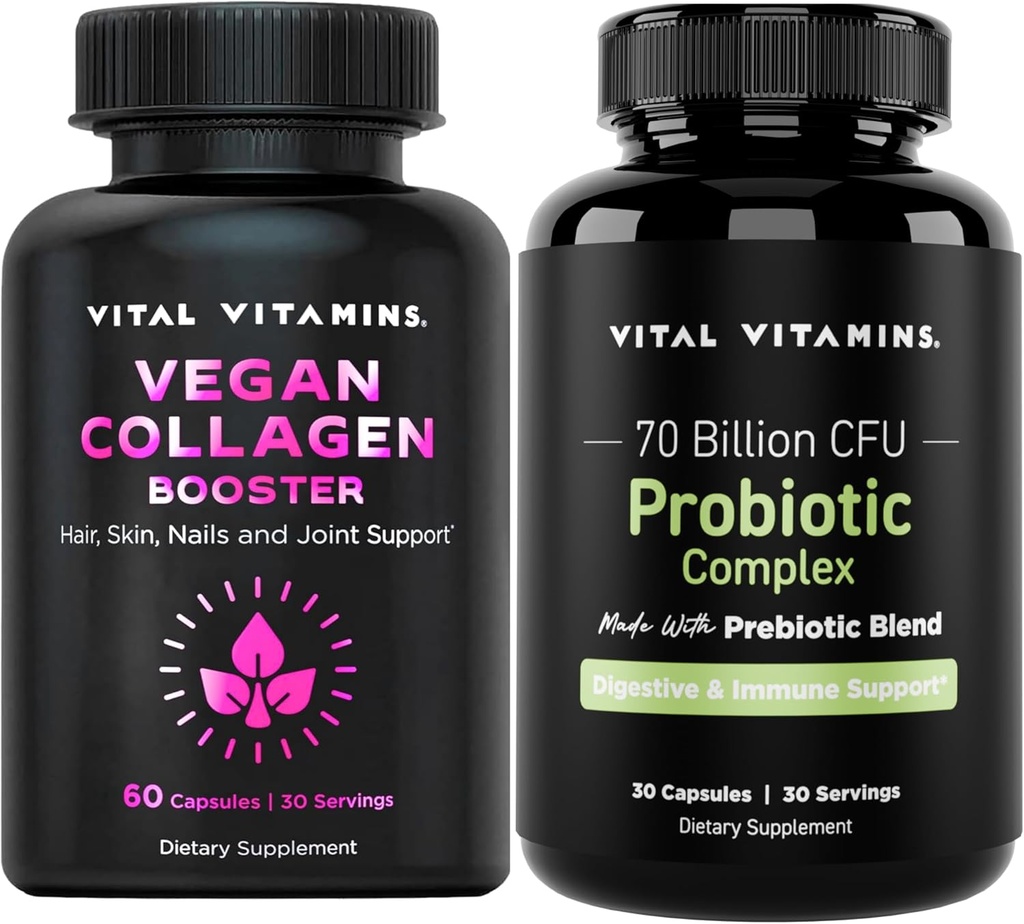 ויטאל ויטמינים טבעוני קולגן Booster + Probiotic