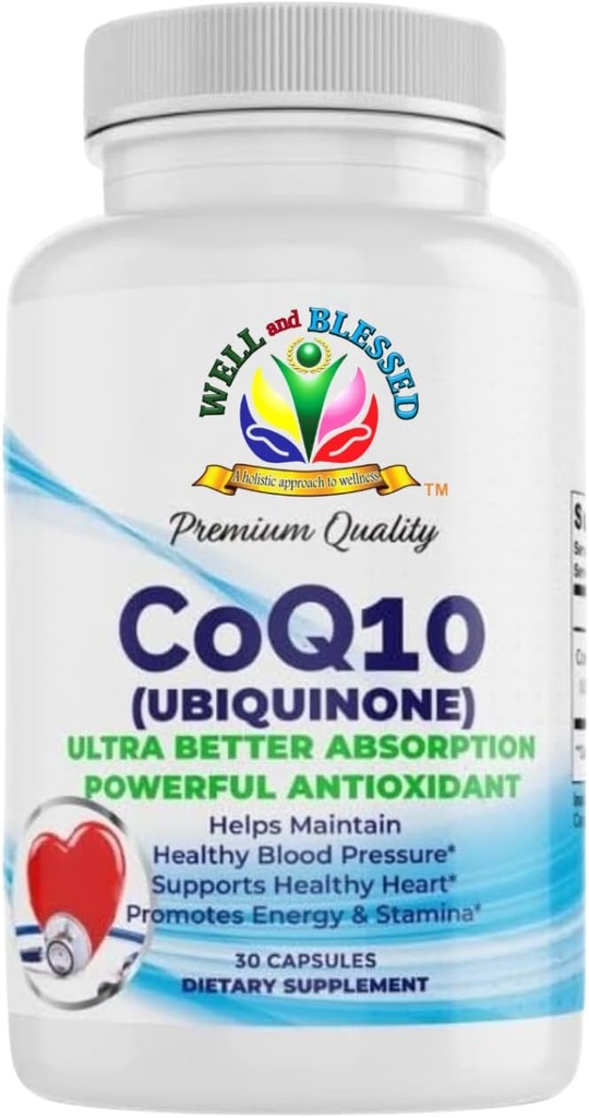 CoQ10 (Ubiquinone) - 30 Capsules - Ultra Better Absorption Formula - Promote Energy and Stamina - Vegan and Vegetarian Friendly - Free from Artificial Additives
