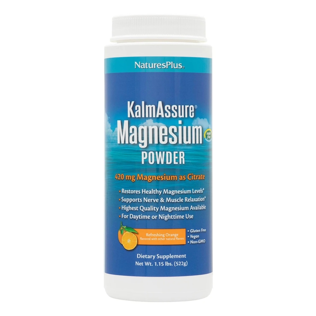 NaturesPlus Kalm Assure Magnesium אבקה - 1.15 lb, Pack של 2 - Orange Flavor - תמיכה Nerve ושרירים להירגע - non-GMO, Gluten Free, טבעוני - 120 המשרתים המלאים