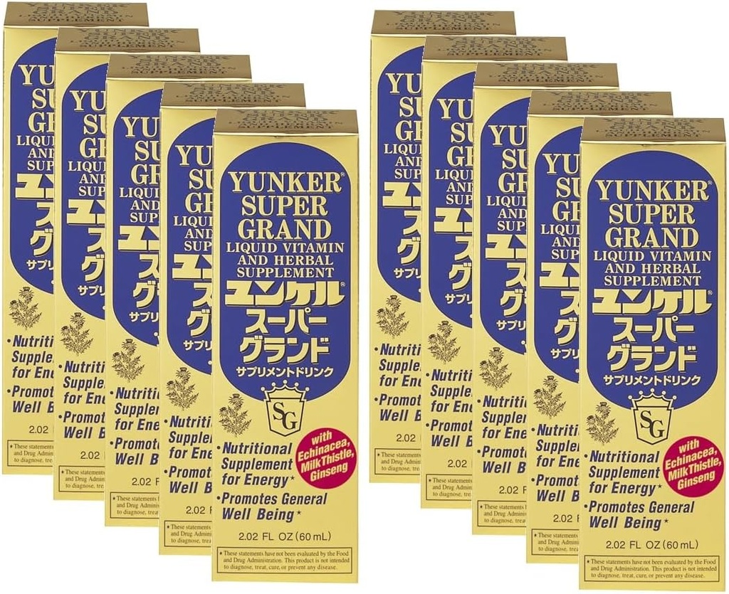 Super Grand, נוזל ויטמין & Herbal תוספת, nergy Herbal Supplements, Herbal Energy Boost, מפחית שומן פיזי עייפות, 2.02 Fl oz, Made ביפן (Pack of 10)