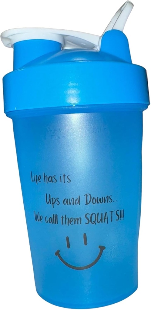 חלבון Shaker Bottle, ShakeELITE - 13oz BPA-Free בלנדר עם Secure Leak-Proof Lid & Mixing Ball - Perfect for Gym, Fitness, and On-the-Go Nutrition BLUE
