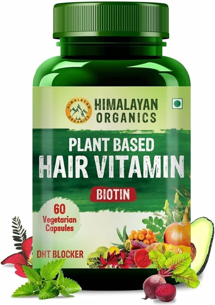 Plant Based Hair ויטמין Biotin (60 ואג קפסולות) 100% צמחי עם תופעות לוואי לא ידועות - על ידי בית מרקחת
