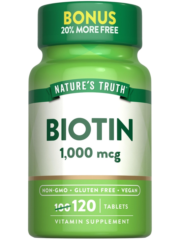 האמת של הטבע ביוטין 1000mcg | 120 טבליות | טבעוני, Non-GMO, Gluten Free Supplement