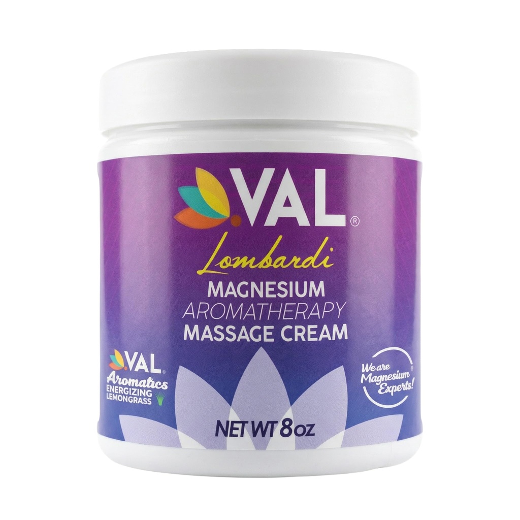 VAL Magnesium Aromatherapy עיסוי קרם 8oz | Zechstein Magnesium + MSM + שמנים אורגניים | Fast Absorbing | Non-Gry | Joint & Muscle Relief