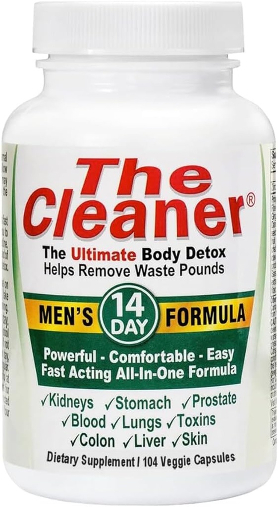 Century SystemssBrand The Cleaner Men's 14 Day Formula תוסף | 104 Vegetarian קפסולות | תמיכה בבריאות העיכול, עוצמה, נוחה