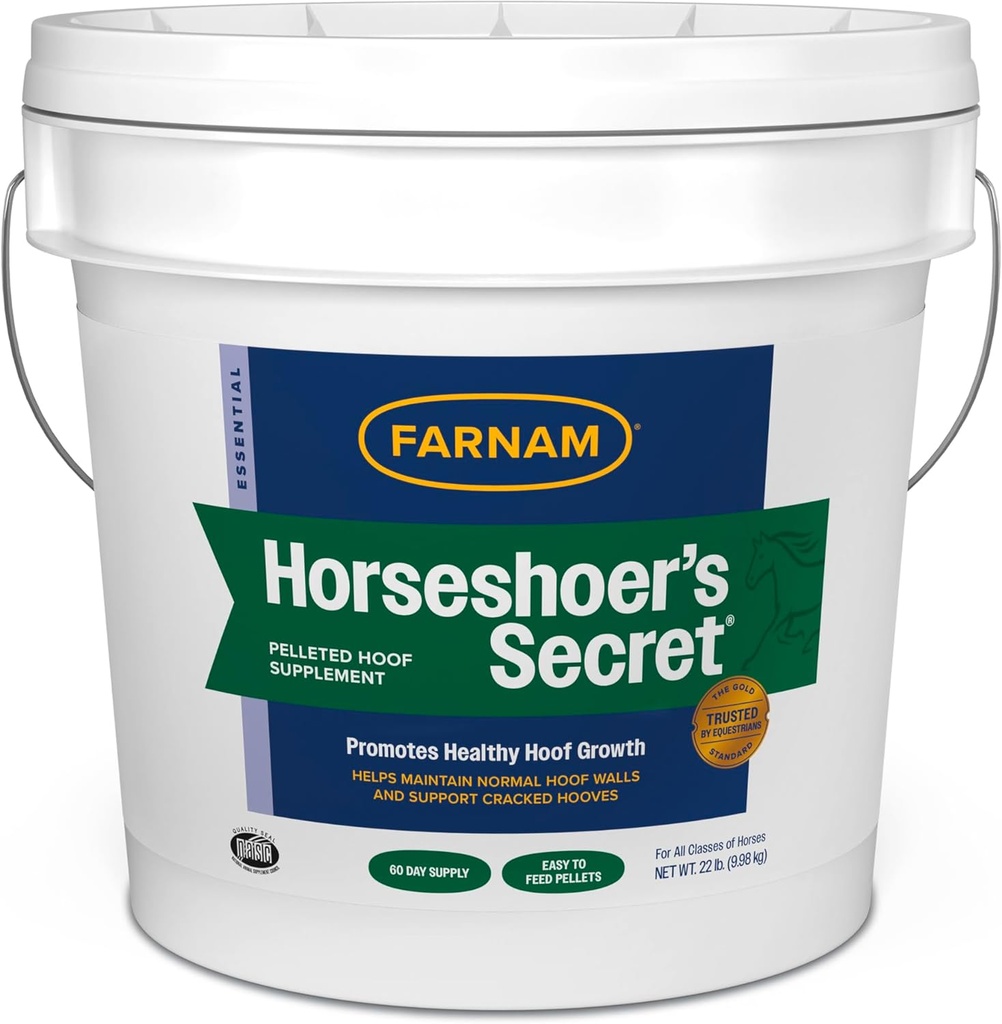התוספת הסודית של Farnam Horseshoer עבור סוסים מקדמת צמיחה בריאה, 22 lb., 60 יום אספקה