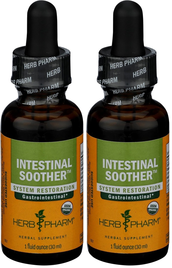 Herb Pharm מוסמך אורגני Intestinal Soother נוזל פורמולה עם תמצית Turmeric - 1 Ounce (FIS01) (Pack of 2)