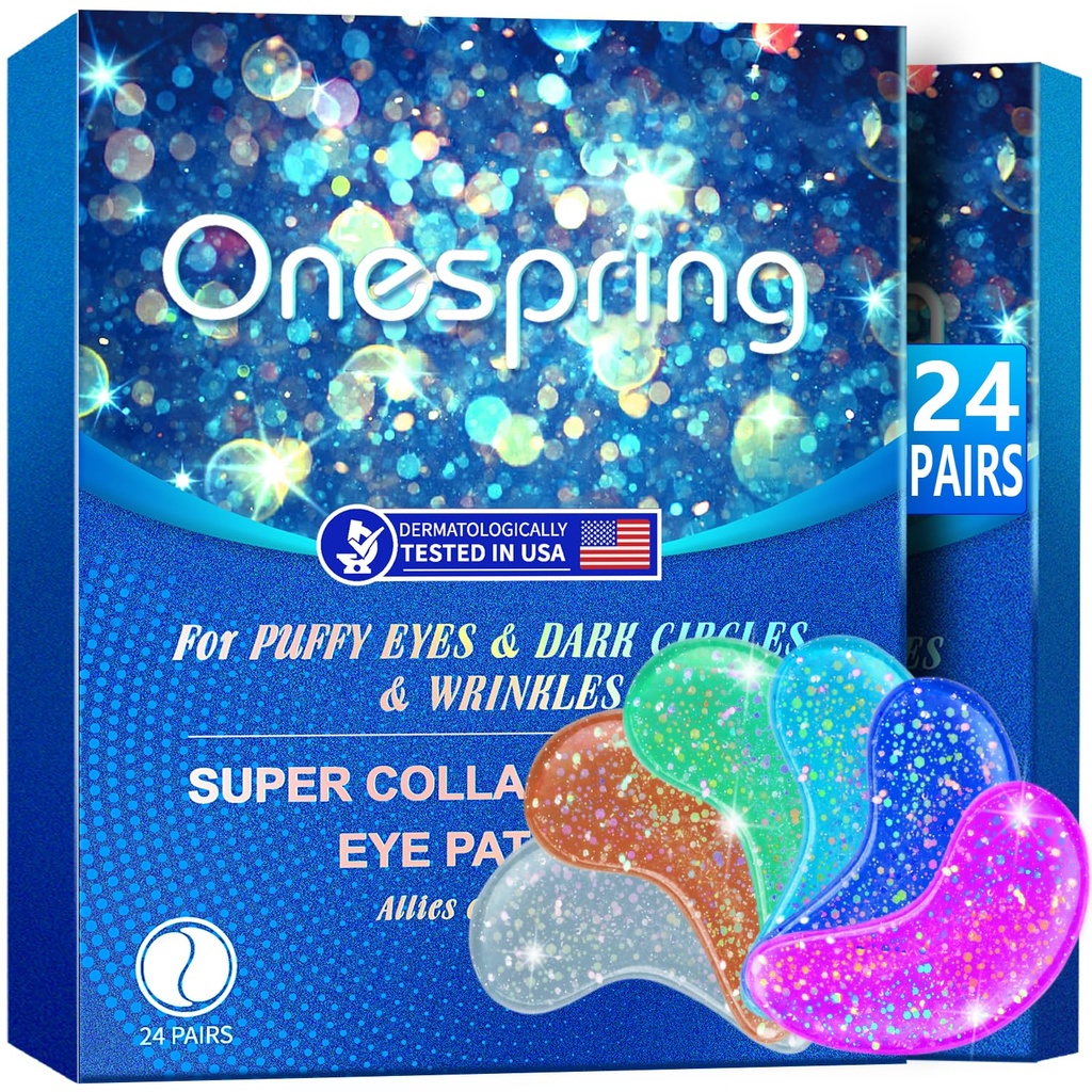 Eye Gel Pads (24 Pairs) - תחת עין פטים לעיניים נפוחות, Wrinkles, Dark Circles, Natural Collagen Eye Gels, תחת עין מסיכה פאש להתמודד עם Soothe Puffiness, Eye Bags
