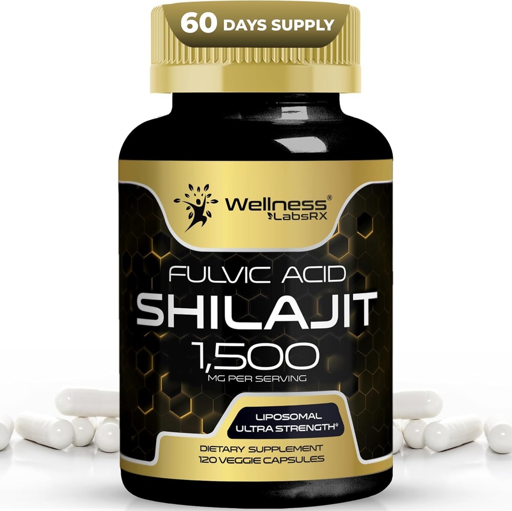 ההימלאיה Shilajit for Men - 1500mg Shilajit קפסולות לגברים, Pure Shilajeet for Women with Occuring Fulvic Acid - Shilajet for Enhanced Energy and Immune Support - 120 Count (Pack of 1)