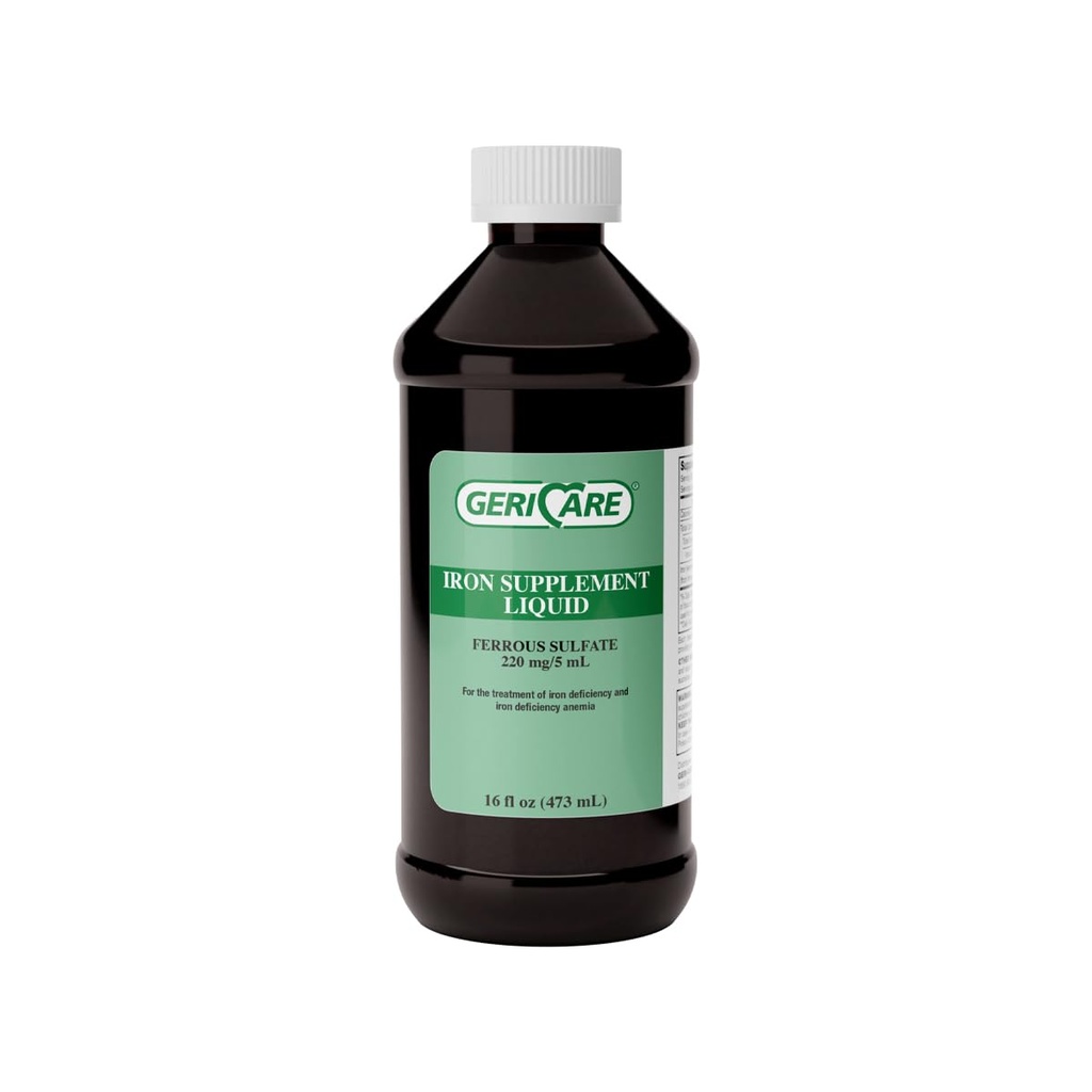 GeriCare 220 High Potency נוזל ברזל | ברזל למבוגרים | Aemia and Iron Deficiency | 220mg of Iron Per 5mL Dose