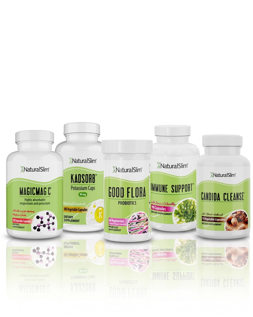NaturalSlim Superb Bundle עבור ניקוי - Candiseptic Kit, Magic Magic Magic Magic C ו- Cadsorb תוספים | Better Digest, Immune System & Kidney Support
