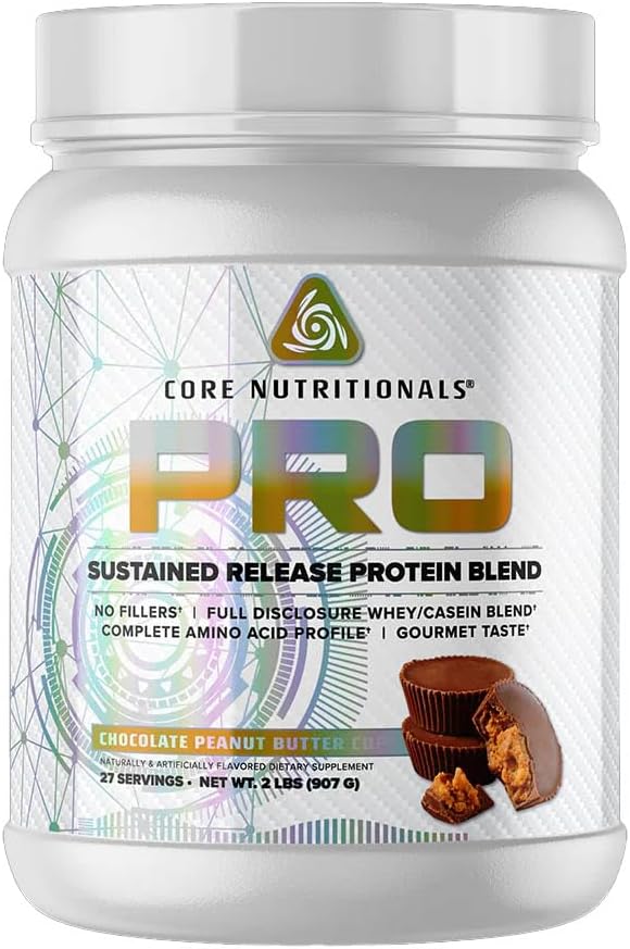דיאטות הליבה Pro Sustained לשחרר Whey חלבון בלגן | עם Enzymes העיכול | 25g חלבון, 2g carbs | No Fillers | 2 פאונד (Choate Peanut Butter Cup)