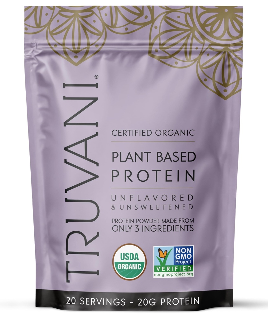 Truvani Vegan Pea אבקת חלבון | Unflavored | 20g אורגני צמחי מבוסס חלבון | 20 משרתות | Keto | Gluten & Milk Free | Low Carb | לא תוספת סוכר