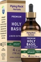 Piping Rock Holy בזיל תמצית נוזלי | 4 Fl Oz | Tulsi Leaf Tincture | Vegetarian, non-GMO, Gluten Free Supplement