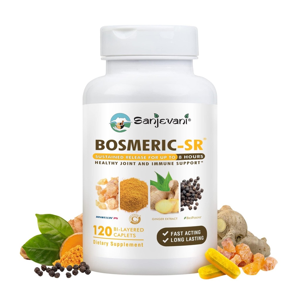 תוסף תמיכה משותף של Immune, הפטנטים של בל Turmeric Curcumin C3 Complex with Black Pepper, Boswellia PS Extract & Johnson, Fast-Acting 20 דקות, 8-Hour Sustained Release, 120 קפלונים - Sanjevanivaniiyi