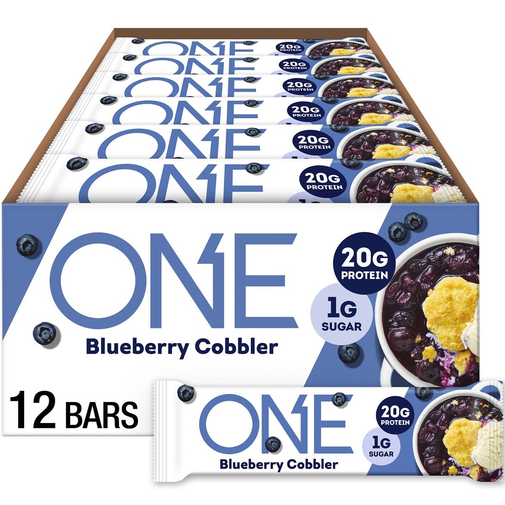 1 חלבונים Bars, Blueberry Cobbler, Gluten חינם עם 20g חלבון ו 1g סוכר, Pantry Staples, 2.12 oz (12 Count)