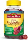 Nature Made Digestive Probiotics and Energy B12 Gummies, Probiotics for Women and Men, 50 חניכיים פרוביוטיות, 25 יום אספקה