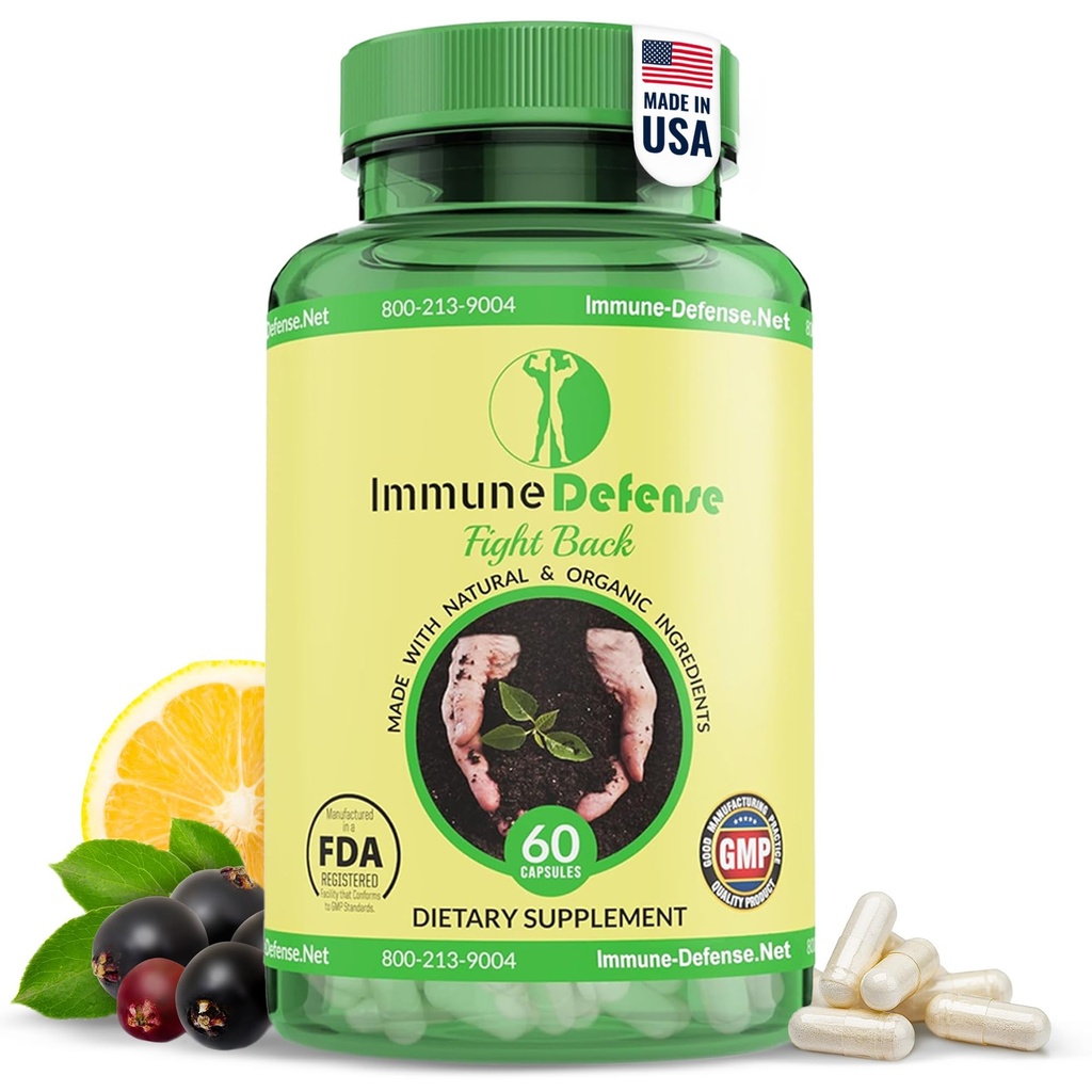 Immune Support Supplement - Natural & אורגני Immune Boosters for Adults - תמיכה באלכוהול C & ויטמין D, Garlic, ג'ינג'ר, לימון, Elderberry, Selenium & Zinc - 60 קפסולות