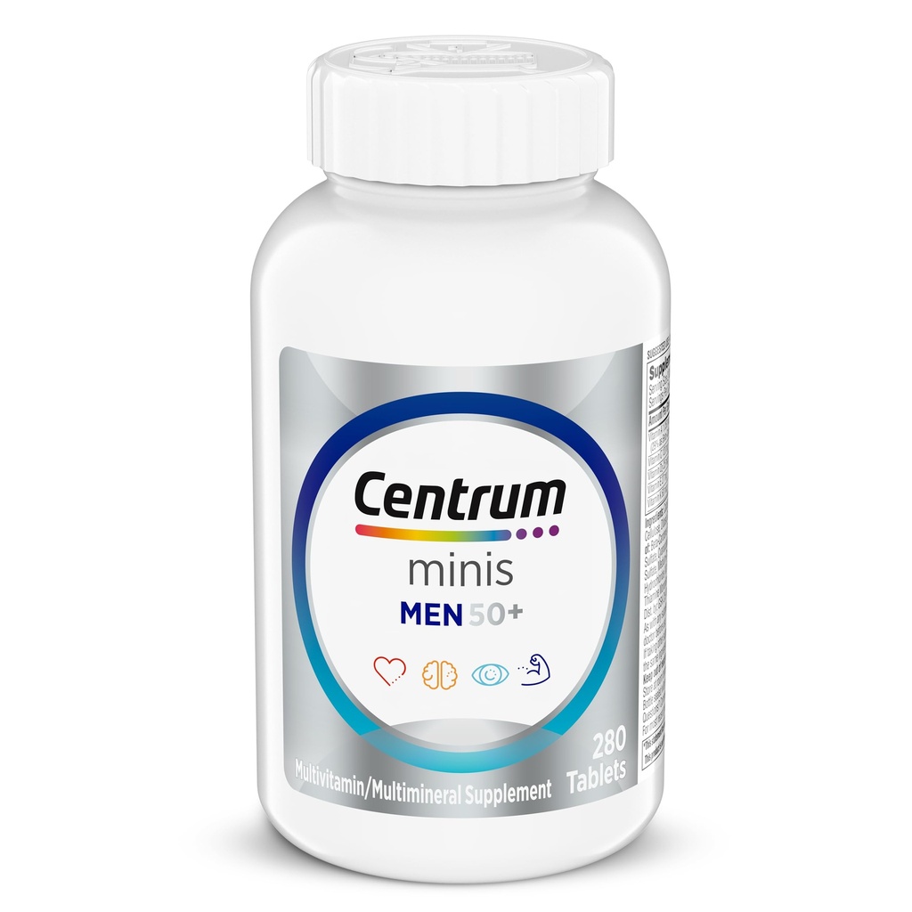 Minis Silver Multivitamin עבור גברים 50 פלוס, Multivitamin / Multimineral תוסף, ויטמין D3, B-Vitamins ו Zinc, Non-GMO Ingredients, תומך זיכרון וקוגניציה במבוגרים -280 Ct