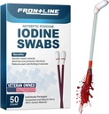 FrontLine Povidone Iodine Swabs, Antiseptic Swabsticks, Iodine פתרון, ניקוי כותנה Swab, באופן אישי נדחסו מטענים רפואיים, Wound Care, First Aid, Wound ניקויer, Box of 50 50