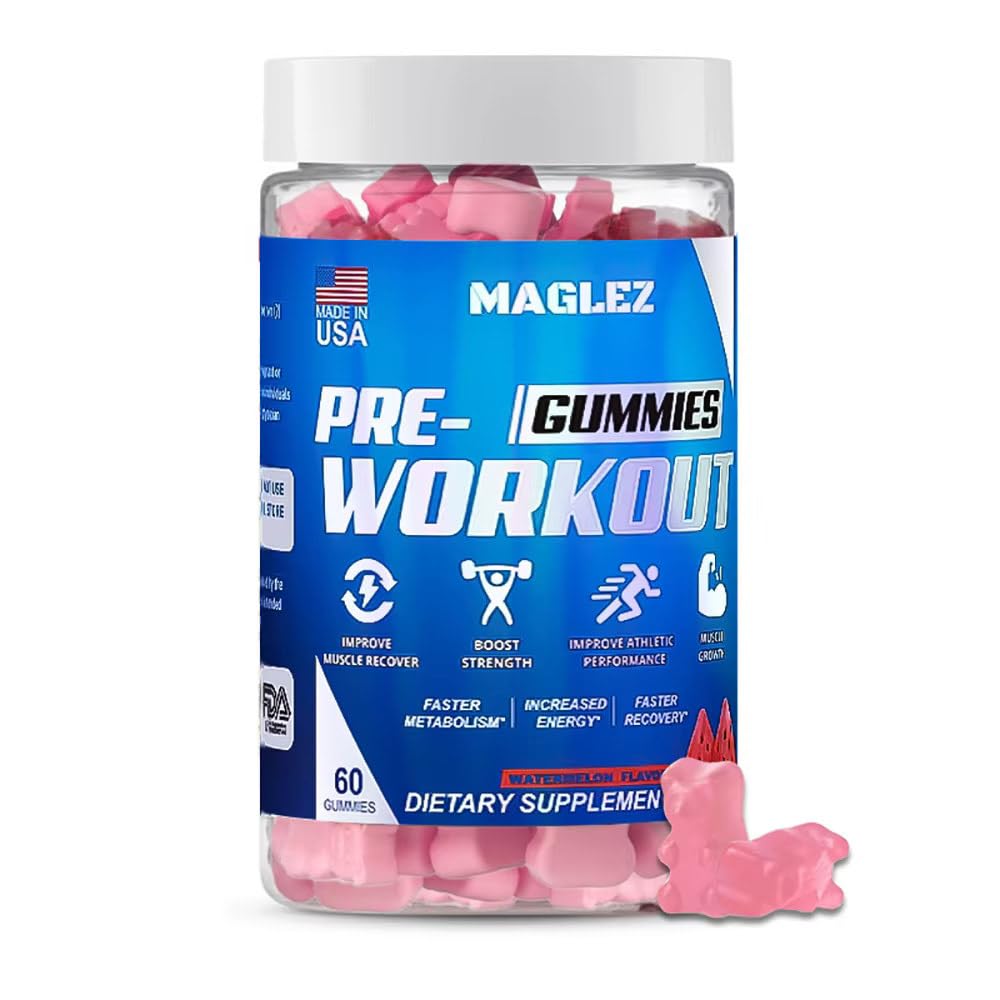 Pre Workout Gummies for Men & Women, PreWorkout Gummy with Beta Alanine | Organic Caffeine | Chromium Picolinate | Gluten free, Vegan, increased energy, faster metabolism & recovery (60 gummy)