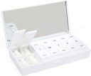 X POLISH Designer Weekly Box מארגנת (AM /PM 2X Daily, קריספ ווייט) | קומפקטי, Stylish 7-Day ויטמין Case | Sweet Portable Mini Travel Medicine Carrier