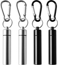 4 Pack Portable Pill Box Container Case אלומיניום Alloy Keychain Pill Holder Waterified Metal Earplugs Toothpick Box for Outside Camping Travel (2Pcs Black + 2Pcs Silver)