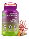 Calcium 500 מ"ג צמחי (Aquamin) - טבעוני Calcium Magnesium Magnesium Zinc D3 עם ויטמין K2 & אורגני Turmeric - שיפור העצמות והבריאות והחוזק של השרירים, תמיכה כספית עבור נשים וגברים - 180 הרוזן