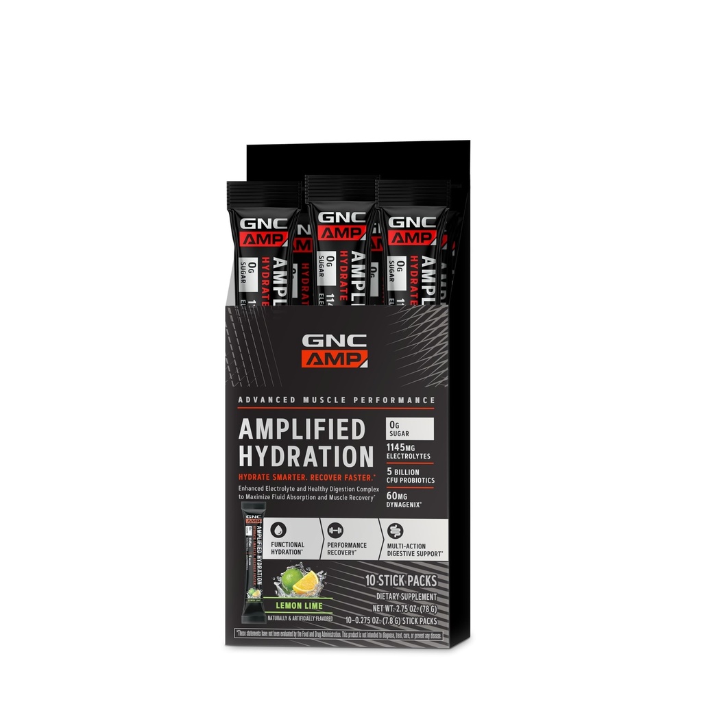 GNC AMP מוגברת hydrolyte אבקת שתייה לערבב | Enhanced Electrolyte & Healthy Digest Complex
