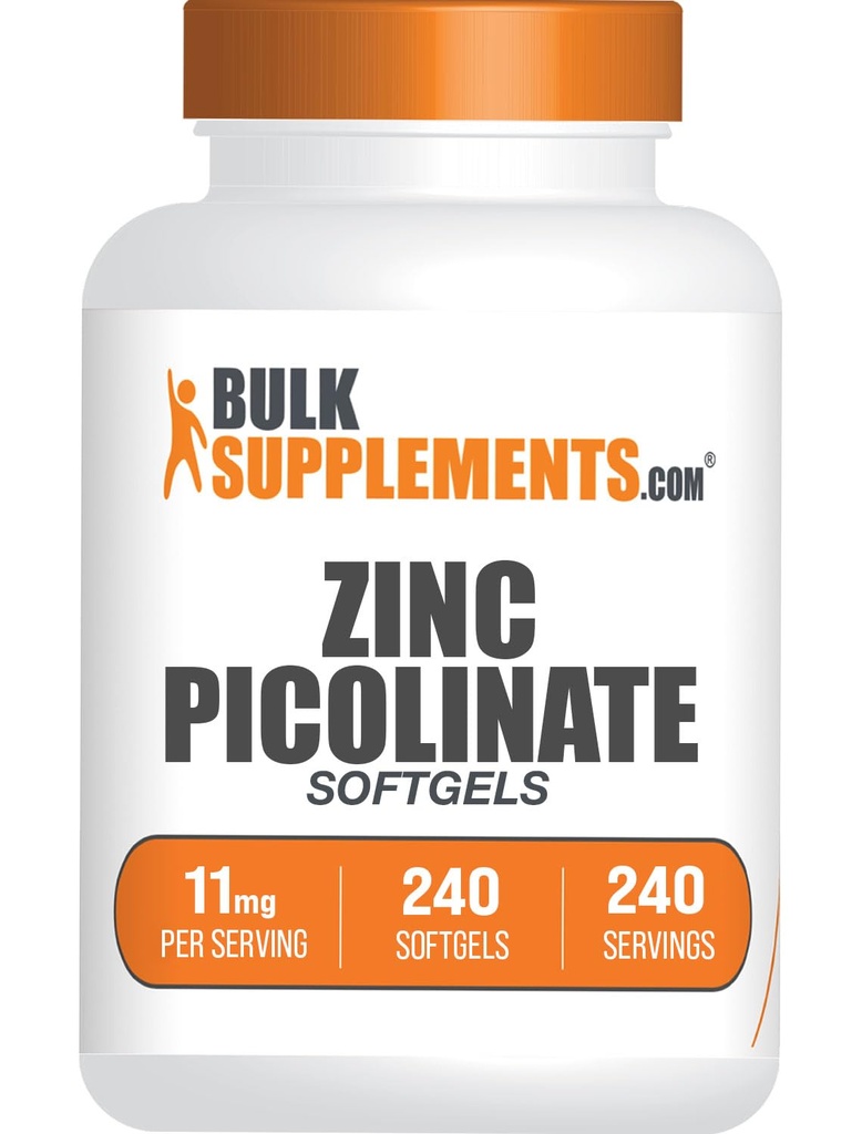 BulkSupplements.com Zinc Picolinate Softgels - Zinc 11mg, for Immune Support, Gluten Free - 1 Softgel לכל משרת, 240 הרוזן (Pack of 1)