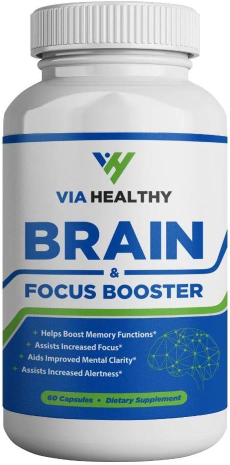 Brain & Focus Booster by Via Healthy - Enhance Focus, Boost Concentration, שיפור הזיכרון וקלילות, שיפור המוח שיפור, ג'ינג'ר