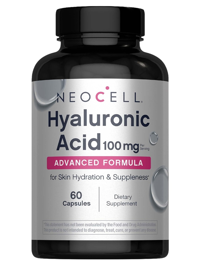 NeoCell Hyaluronic Acid קפסולות, Essential Lubricant, תומך ב-Tissue hydrotion, Gluten Free, 60 Count, 1 בקבוק