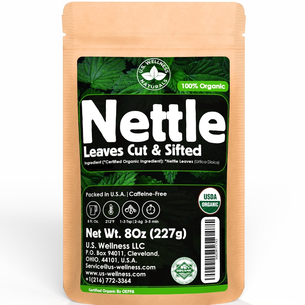 Nettle Tea - 8Oz (REAL WILD HarVEST) | 100% USDA Certified OrganIC | פודיקה Aka Sting Nettle) Cut & Sifted