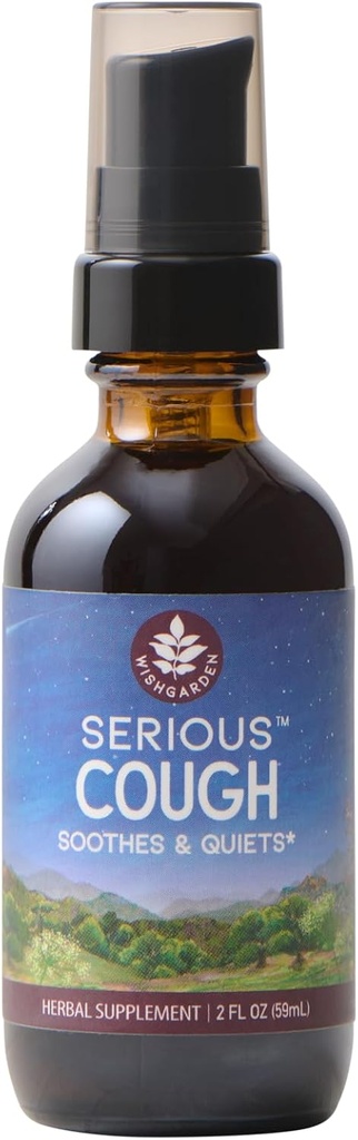 WishGarden Herbs - רציני Cough, אורגני Herbal Cough Suppressant תוסף, Soothes ו Calms Common גרון וברונכיאל Irritation (2 Ounce Pump)