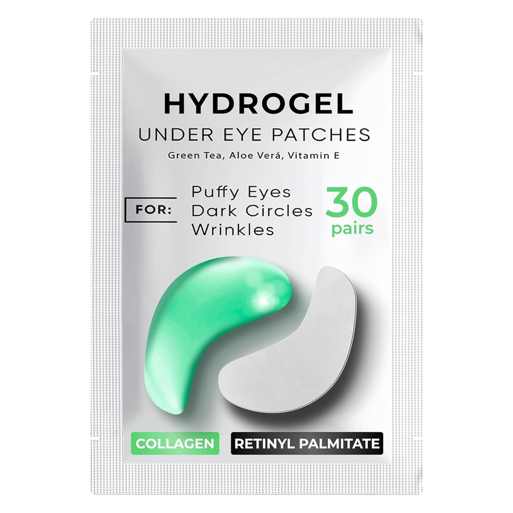 תחת עין פטס עבור מעגלים אפלים, Puffiness 30 PAIRS - מעגלים אפלים תחת טיפול עיניים - תחת עין מסיכה גל - תחת עין גל פטש לעיניים Puffy - תה ירוק, עיניים קולג'ן - תחת עין פאפאס - תחת עין פאפאס - תחת עיניים