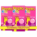 טבליות של פפטו קיד לבבורן, Acid Indigestion, Sour Stomach, Upset Stomach, Bubblegum Flavor, 72 Total (3 Packs of 24)