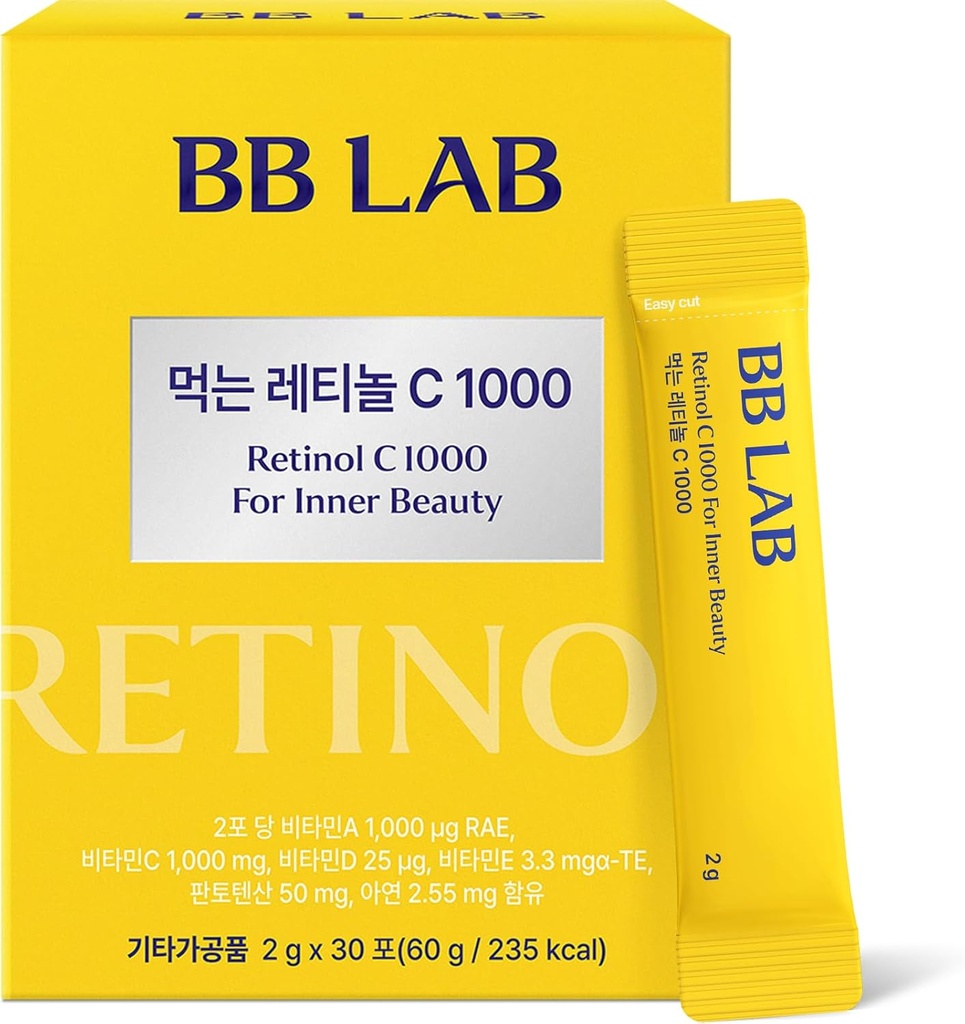 BB LAB Retinol C 1000, אבקת בלגן עם ויטמין C, Retinol, ויטמין E, B5 & Zinc for Radiant Skin, קוריאה הפנימית Beauty for Health-Seeing Skin