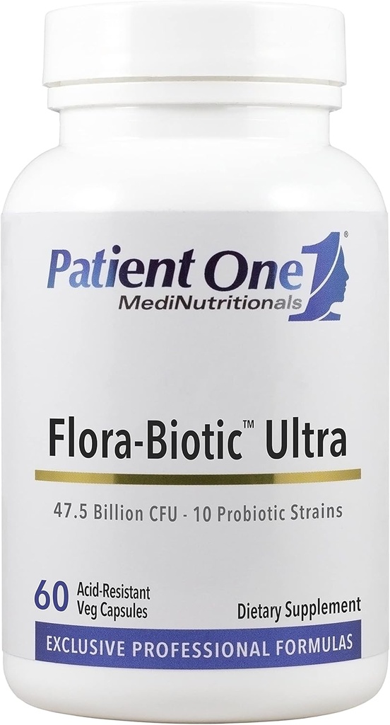 מטופל אחד פלורה-Biotic Ultra | תוסף פרוביוטי לתמיכה ב-In Balanced Intestinal Flor* | 47.5 מיליארד CFU Plus 10 Probiotic Strains