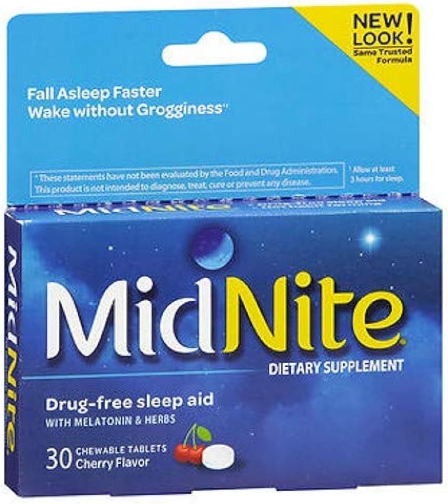 MidNite Sleep Health for Occasional Sleepless, 30 טבליות צ'רצ'רי צ'רצ'רי (Pack of 3)