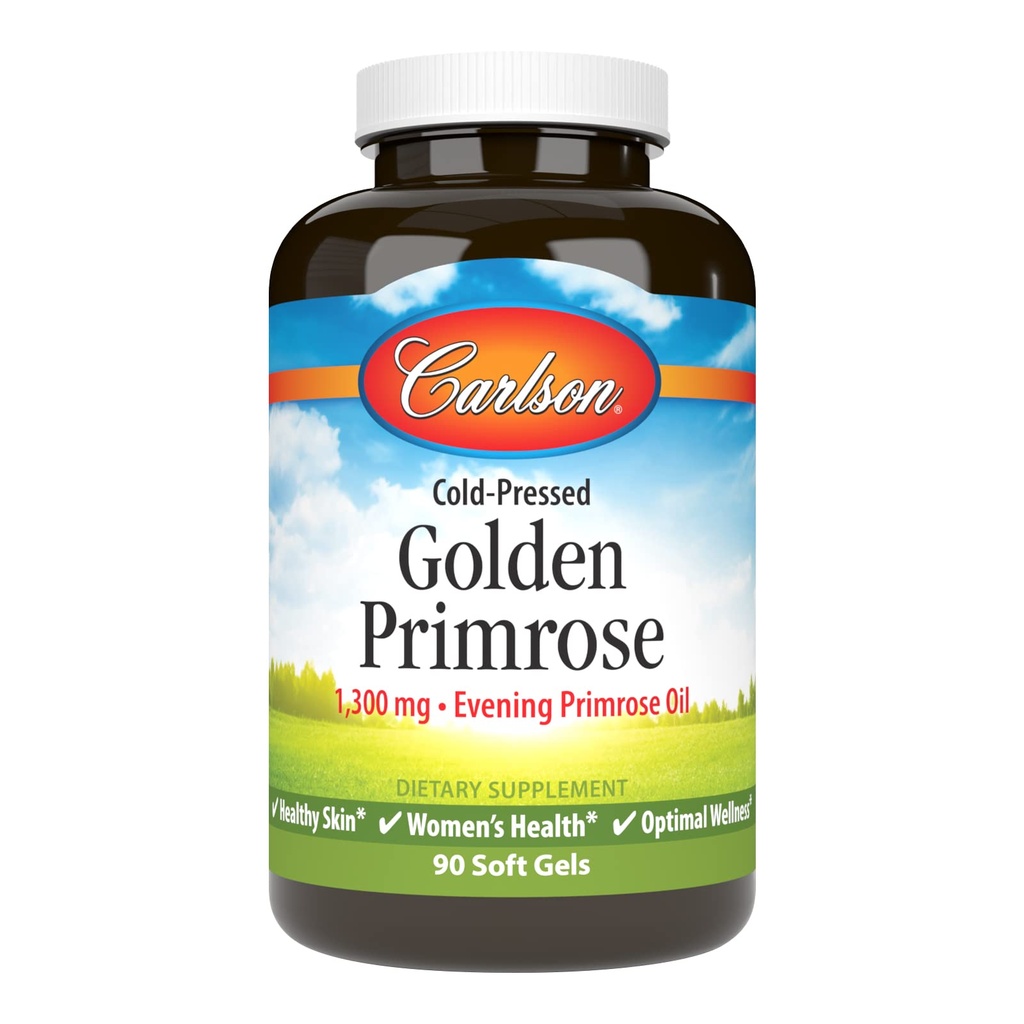 קרלסון - Golden Primrose, 1300 מ"ג שמן פרירוז ערב, עור קר, עור בריא, בריאות נשים ואופטימלי בריאות, 90 Softgels