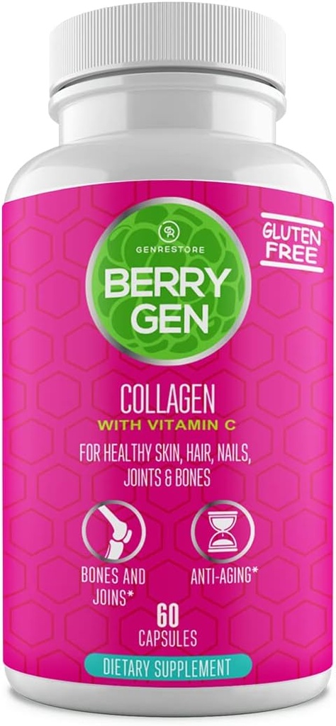 Collagen Peptides Supplement with Vitamin C, Biotin, and Hyaluronic Acid - 60 Capsules - Natural Formula - Supports Joints, Hair, Skin, and Nails - Made in The USA