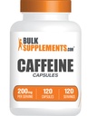 BulkSupplements.com Caffeine 200 מ"ג כמוסות - תוספי Caffeine, Caffeine Pills 200 מ"ג - עבור תמיכה באנרגיה, 1 Caffeine קפסולה לשרת, 120 קפסולות (Pack של 1)