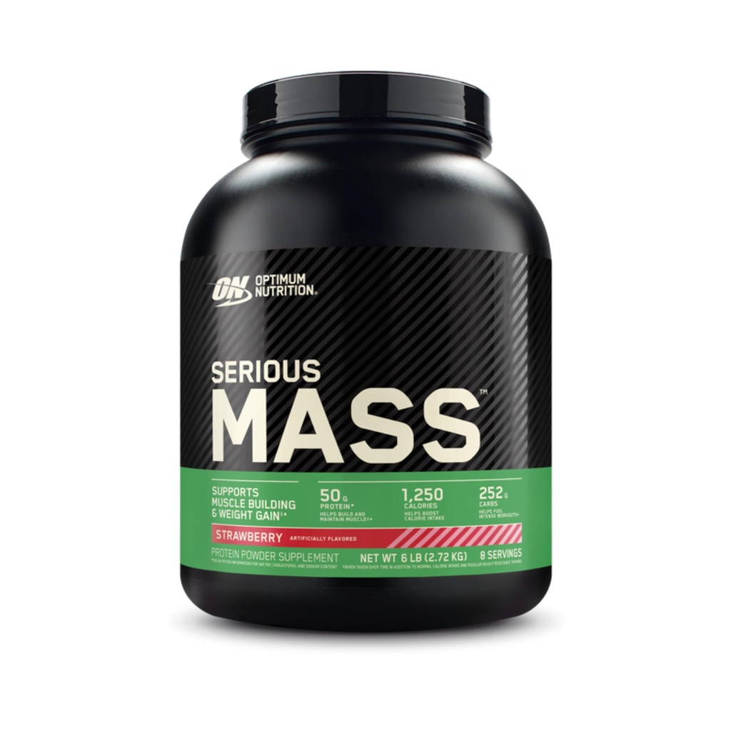 Optimum Nutrition Serious Mass, Weight Gainer חלבון אבקת, Mass Gainer, ויטמין C ו- Zinc for Immune Support, Creatine, Strawberry, 6 פאונד (Packaging May Vary)
