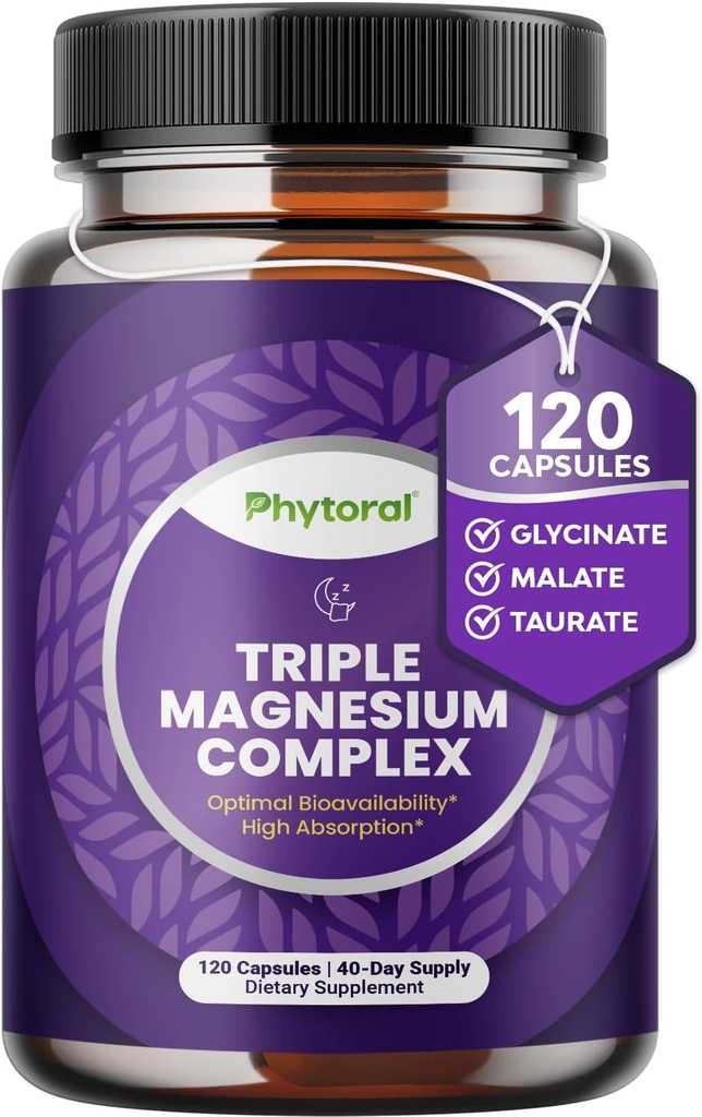 High Potent Magnesium Complex כמוסות - משולש Magnesium Band with Taurate Glycinate ו Malate - 400 מ"ג תוספת תמיכה מרגיעה ובאופן כללי לא-GMO טבעוני 120 קפסולות