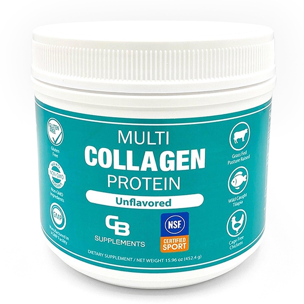 CB תוספי NSF מוסמך עבור Sport Multi Collagen חלבון אבקת העצם, העור, השיער ותמיכה משותפת | תוספי קולאז'ן (Pack of 1), Unflavored)
