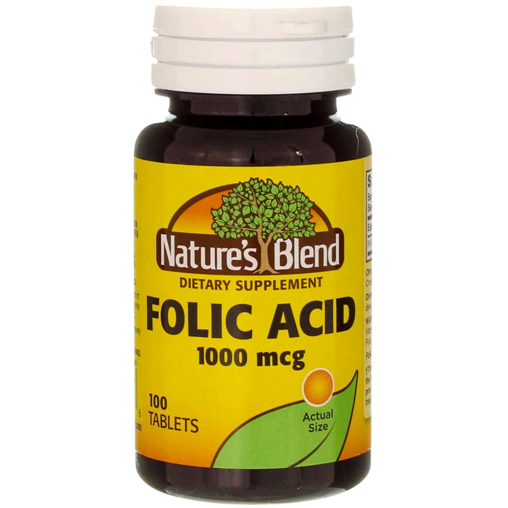 לוח השנה של Nature's Bell Folic Acid 1000mcg Tablet 100 Count (2 Pack)