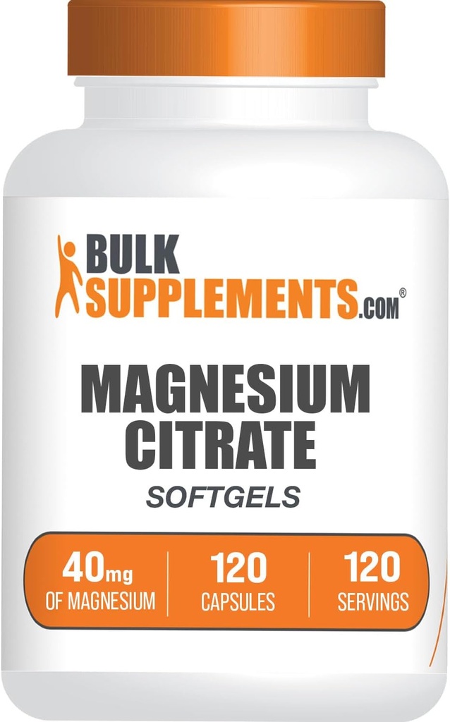 BulkSupplements.com Magnesium Citrate Softgels - Magnesium Supplement, Magnesium Citrate תוסף - Gluten Free, 1 Softgel ל לשרת (40 מ"ג של מגנזיום), הרוזן 120 (Pack of 1)