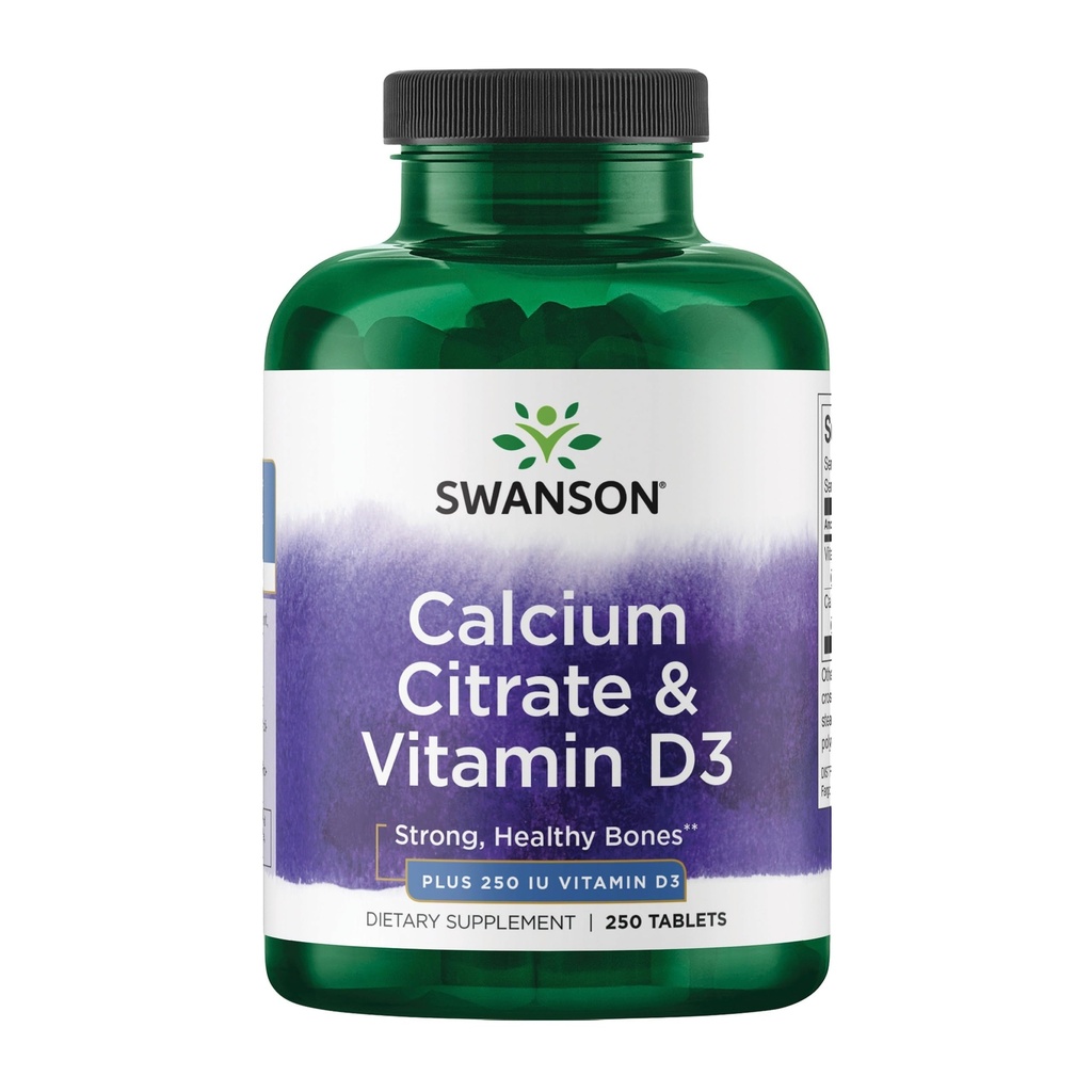סוונסון Calcium Citrate & ויטמין D 250 Tabs